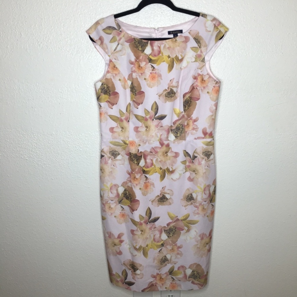 Brooks Brothers Floral Sheath Cap Sleeve Dress 8 - Picture 2 of 5